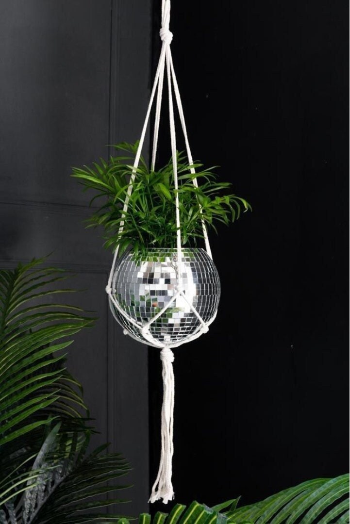 Hanging Disco Ball Planter or Utensil Holder