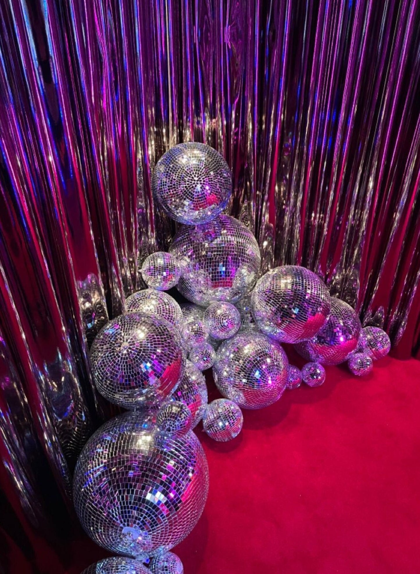 Set of 40 Silver Mirror Disco Balls (8in)
