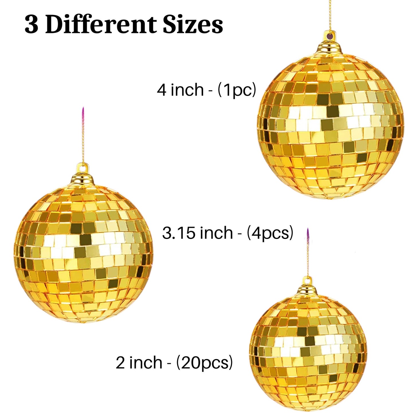 Set of 25 Gold Mirror Disco Balls – ThePrettyPartyBoxx