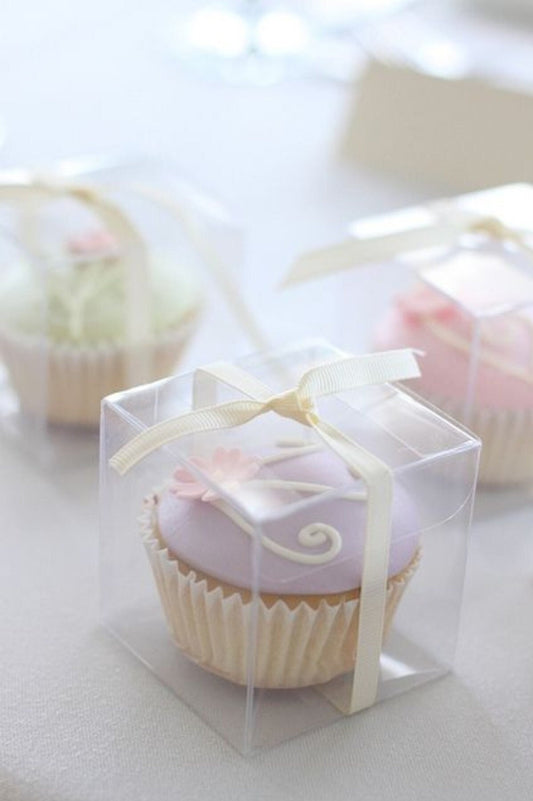 Cupcake Macaron Favor Box Packaging Set with Ribbon for Food Dessert Favor