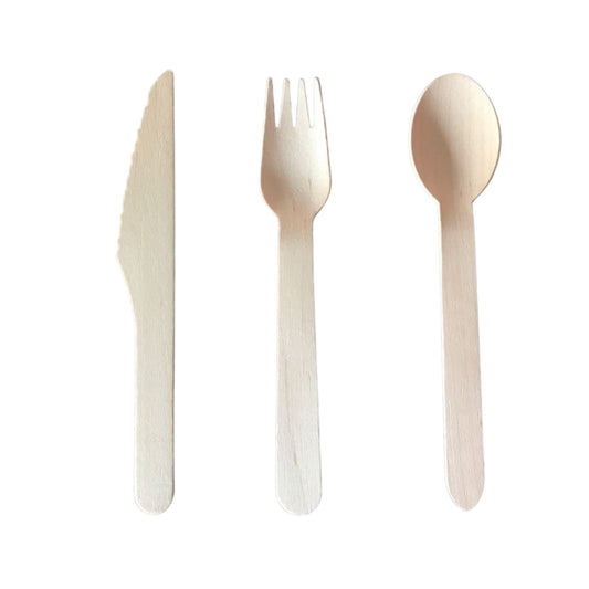 Wooden Disposable Forks Spoons Knives Utensil Set