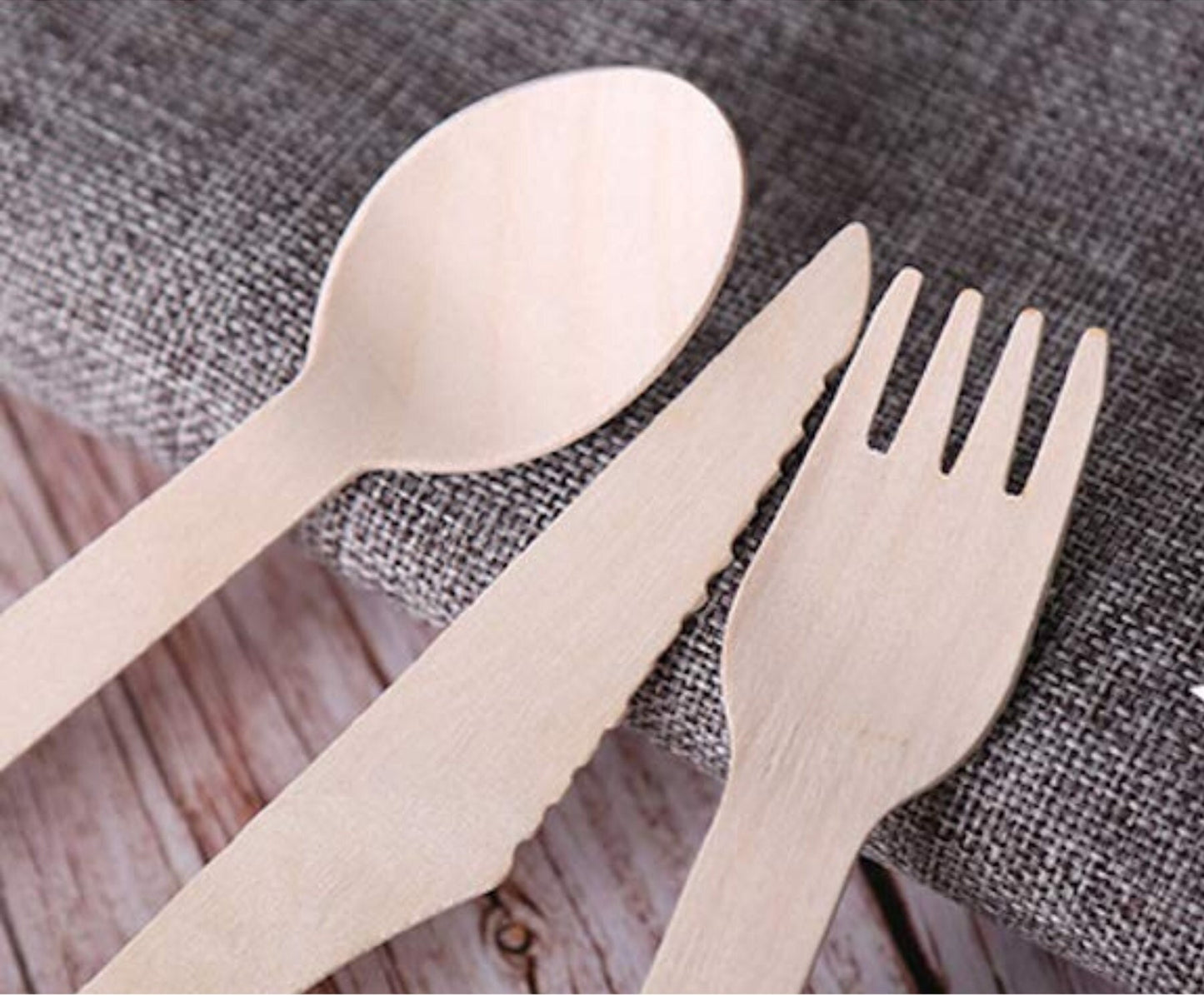 Wooden Disposable Forks Spoons Knives Utensil Set