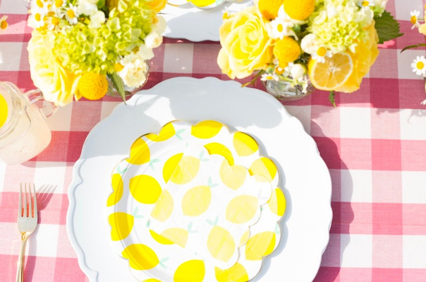 Lemon Themed Party Paper Plate Cups Napkins Cutlery Set