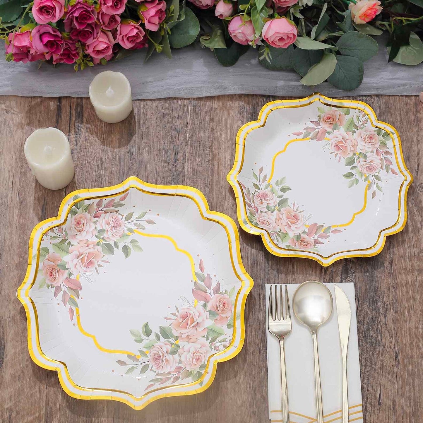 Paper Party Plates Floral Chinoiserie Print