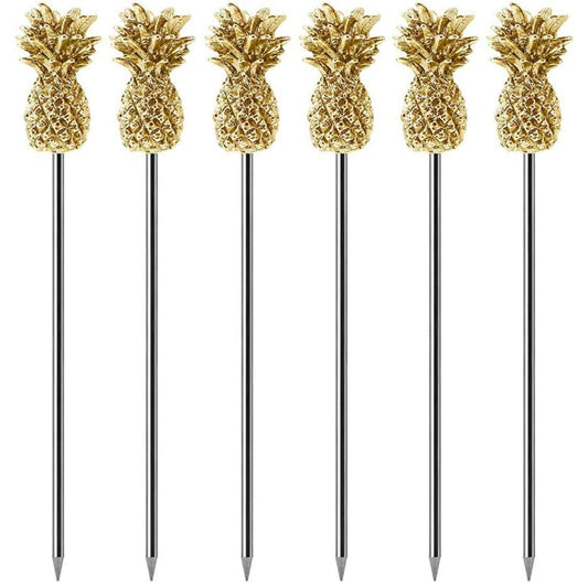 Set of 6 Stainless Steel Pineapple Drink Stirrers