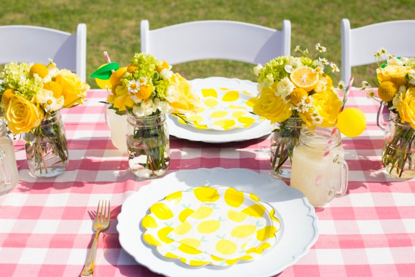 Lemon Themed Party Paper Plate Cups Napkins Cutlery Set
